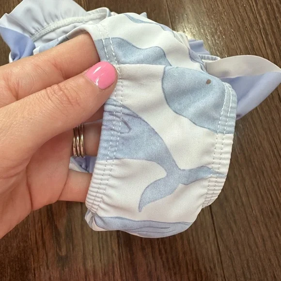 Millie loves lily Whimsical Blue and White One Piece Swimsuit with Ruffles - Picture 4 of 4